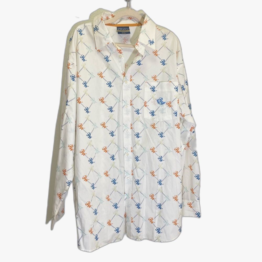 Vintage PRVCY - PW monogramed Grid Button Up Shirt - size XXL Tall RARE